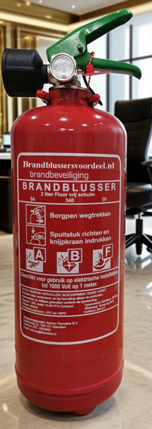 2 liter pfas vrije schuimbrandblusser – compact & milieuvriendelijk (5a, 34b, 5f)
